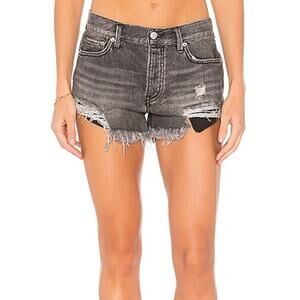 Free People Gray Loving Good Vibrations Denim Shorts